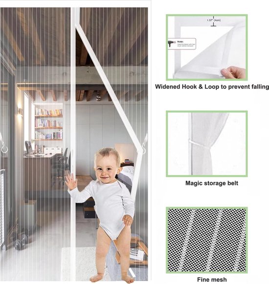Magnetische Hordeur 230x270cm,Vliegengordijn Dubbele Deur Met Vliegengaas Deur,Automatische Sluiting,Vliegengordijn Magnetisch Voor Balkon, Terras, Schuifdeur, Kelderdeur,Zwart