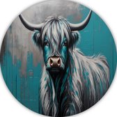 Koe muurcirkel - Dieren wanddecoratie rond - Wandschaal Achtergrond - Wanddecoratie industrieel - Wanddecoratie rond - Muurdecoratie muurcirkel forex 60x60 cm