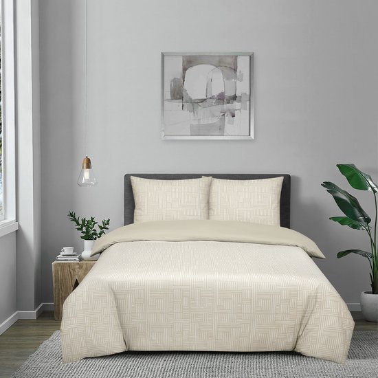 DoubleDry Housse de Couette My Design 200x200 cm 2 Personnes - 100% coton doux - motif sable