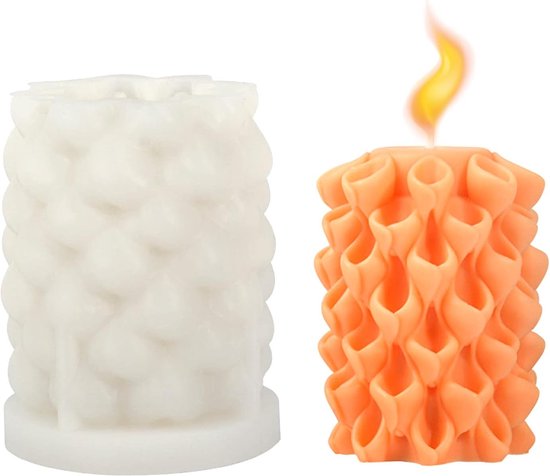 Moules à Bougies En Silicone TREABEAR - Motif Étoile Lune Cylindrique - Kit Créatif DIY Romance