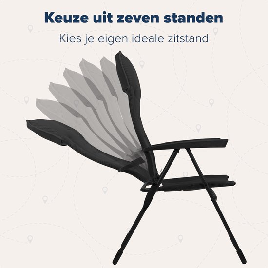 TRVLMORE Campingstoel - 7 standen - Comfortabele Kampeerstoel - 120 kg draagvermogen - Ligstand - Inklapbare stoel - Klapstoel - Zwart van TRVLMORE — afbeelding 4