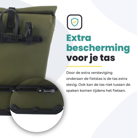 Voltano Luxe E-bike Fietstas Enkel 28L - Mos Groen - Pakaftas Met Laptop vak - 100% Waterdicht - Met Gratis Schouderband van Voltano — afbeelding 4