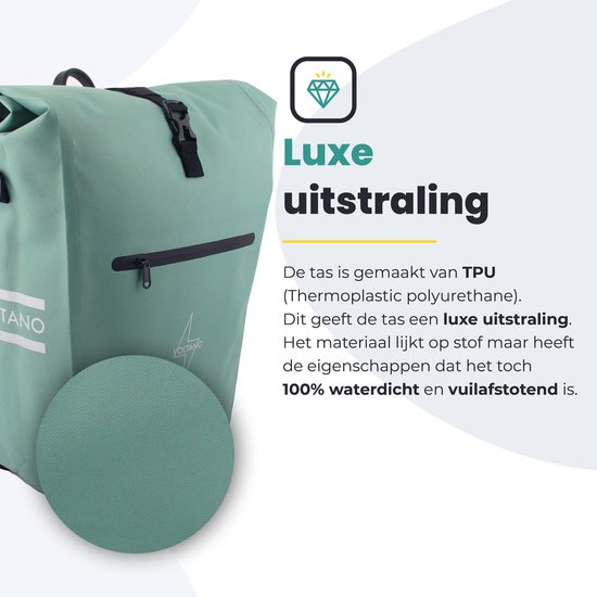 Voltano Luxe E-bike Fietstas Enkel 28L - Mint Groen - Pakaftas Met Laptop vak - 100% Waterdicht - Met Gratis Schouderband van Voltano — afbeelding 3