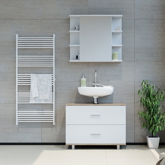 Vicco Badkamerkast Ilias, Sonoma/Wit, 60 x 190 cm