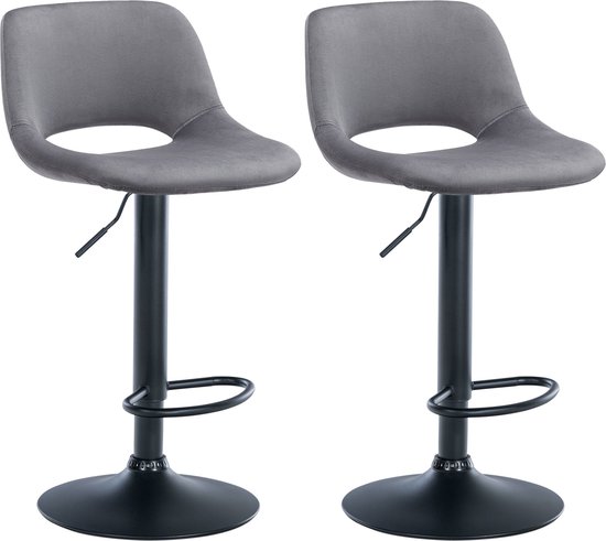 CLP Set van 2 Barkruk Milet chroom Frame - Fluweel - donkergrijs