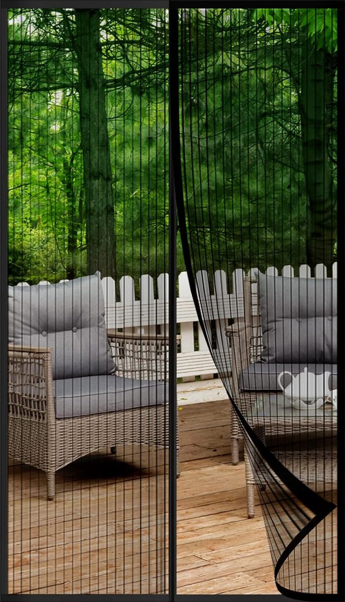 Vliegengaas, balkondeur, magnetisch, vliegengaas voor terrasdeur, zonder boren, 90 x 200 cm, muggennet, deur, vliegenbescherming, deuren, insectenbescherming, balkondeur, vliegenscherm deur, magnetisch (zwart)