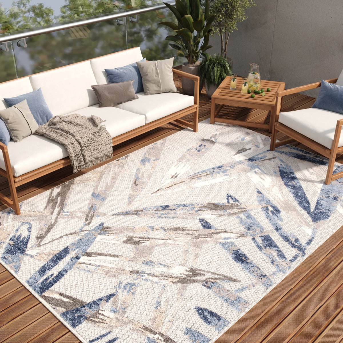 Tapiso Patio Indoor Tapijt Tuintapijt Vloerkleed Outdoor Indoor grijs blauw 6, foto 2