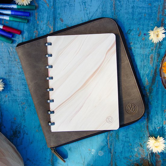 Greenstory GreenBook - Cahier Effaçable - A5 - Ligne & Blanco - Blue Blooming