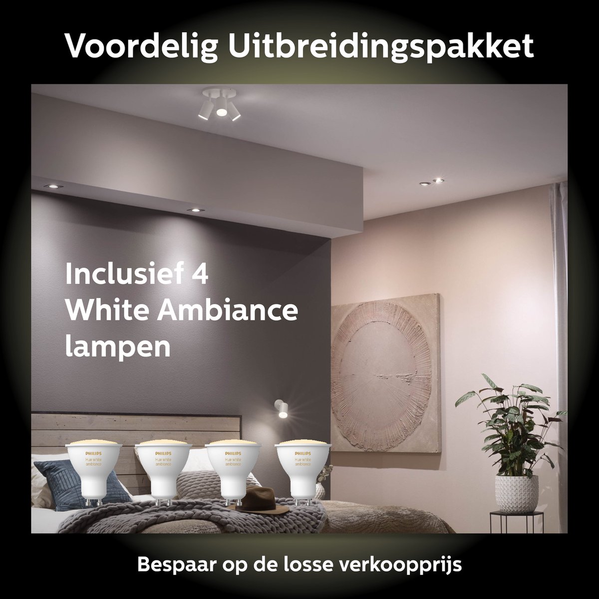Philips Hue Voordeelpakket - GU10 - met 4 Spotjes - Warm tot Koelwit Licht - Hue White Ambiance — afbeelding 3