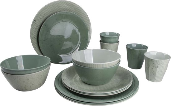 Foto: Bo camp servies mix match 16 stuks groen