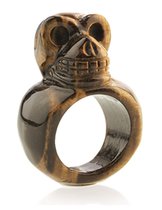 Bague pierre gemme crâne oeil de tigre - taille 17,5