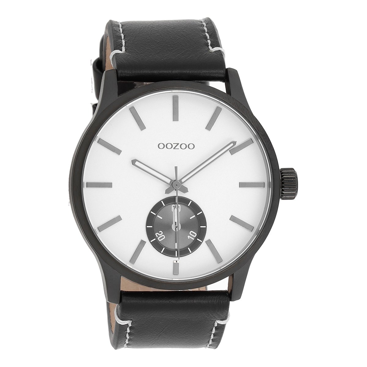 OOZOO Timepieces - Zwarte horloge met zwarte leren band - C9083