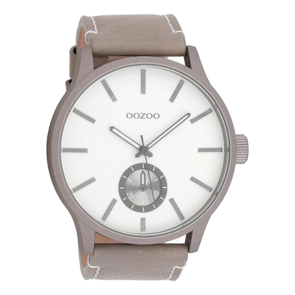 OOZOO Timepieces - Taupe horloge met taupe leren band - C9035