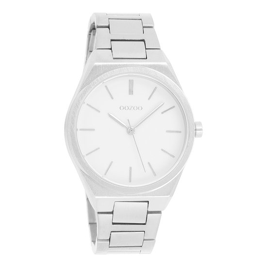 OOZOO Timepieces - Zilverkleurige horloge met zilverkleurige roestvrijstalen armband - C10525