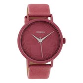 OOZOO Timepieces - Roze horloge met roze leren band - C10396