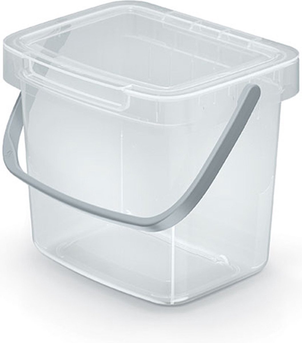 Goedkoopste Keden GFT aanrecht afvalbak - transparant - 3L - afsluitbaar - 19 x 17 x 15 cm - klepje/hengsel - afval scheiden