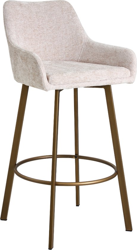 Colenis® - Tabouret de bar Barista - Chaise de bar - Set de 2 - Beige - Chenille - Design - Industriel - Pieds Or Goud - Tabourets de bar