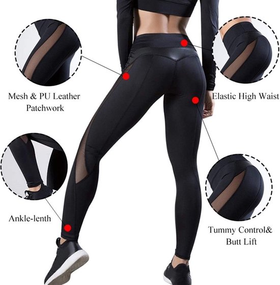 Sexy yoga broek - Sportlegging - Yoga - mesh naadloze - Fitness Gym - Scrunch Butt - Dames Legging - Sportkleding broek - Fashion legging - Broeken - Gym Sports - Legging Fitness Wear - High Waist - zwart - maat M van Merkloos — afbeelding 3
