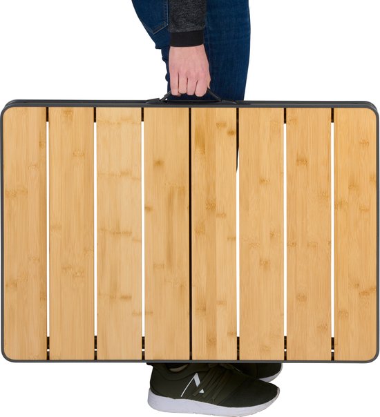 Camp Active campingtafel inklapbaar - opvouwbare bamboe en aluminium tafel