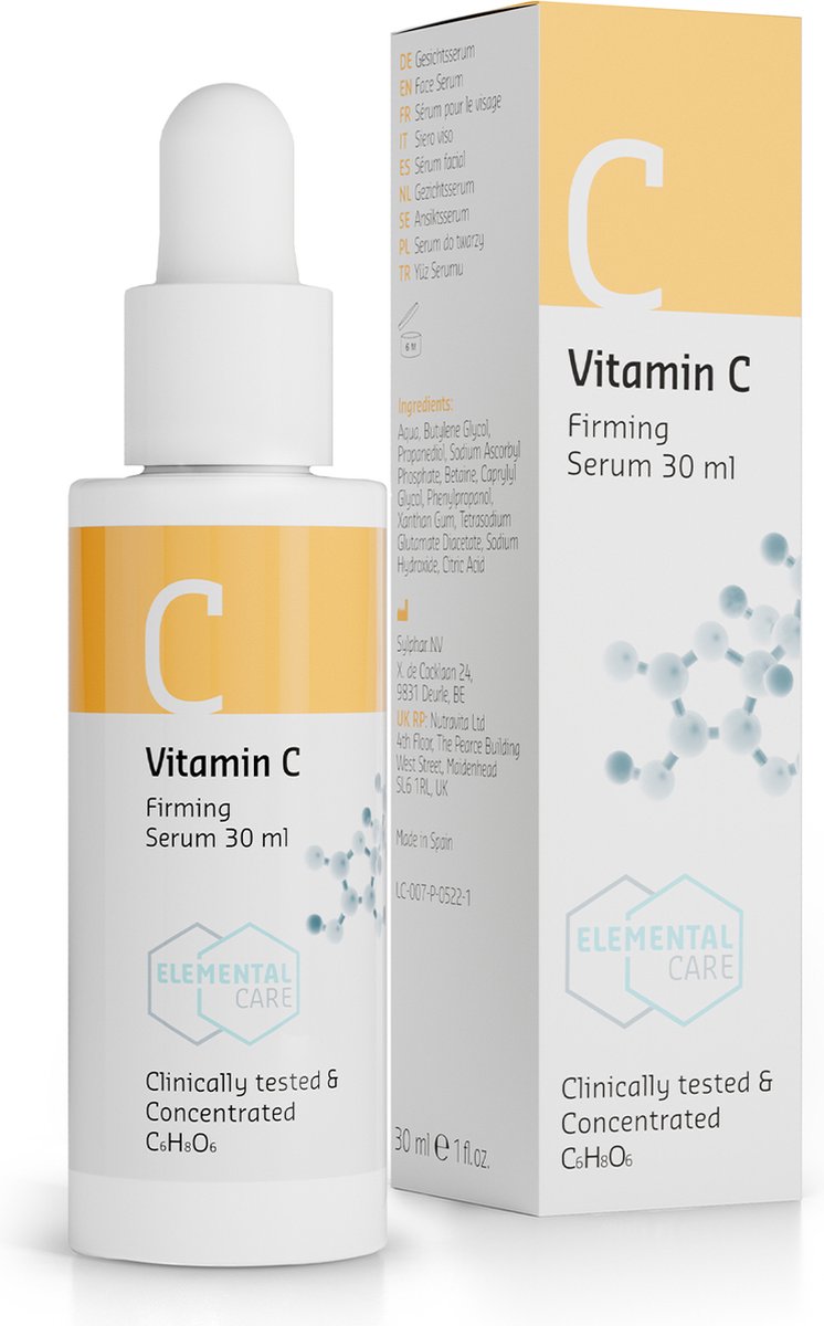Goedkoopste Elemental Care Vitamine C Gezichtsserum 30 ml - Anti Aging Serum Vitamine C - Anti Rimpel Gezichtsserum - Huidverzorging en Gezichtsverzorging met Onmiddellijk effect op rimpels - Donkere Kringen en Pigmentvlekken verwijderen