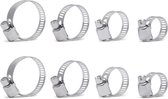 8x Colliers de serrage - Collier de serrage 20 à 40 mm - 2cm à 4cm - Set de 8 - Collier de serrage inox