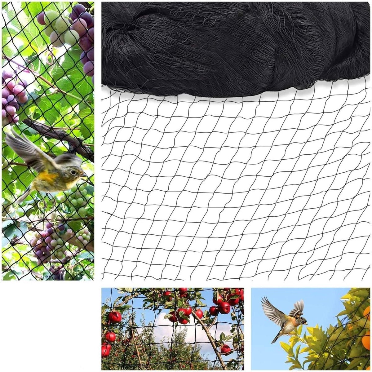 JK24 - Vogelnet - Tuinnet - Bird net - Plantennet - Vijvernet - Vogelbeschermingsnet voor tuin en balkon - 15 m x 15 m - maaswijdte 5 x 5 cm - Grote gaten
