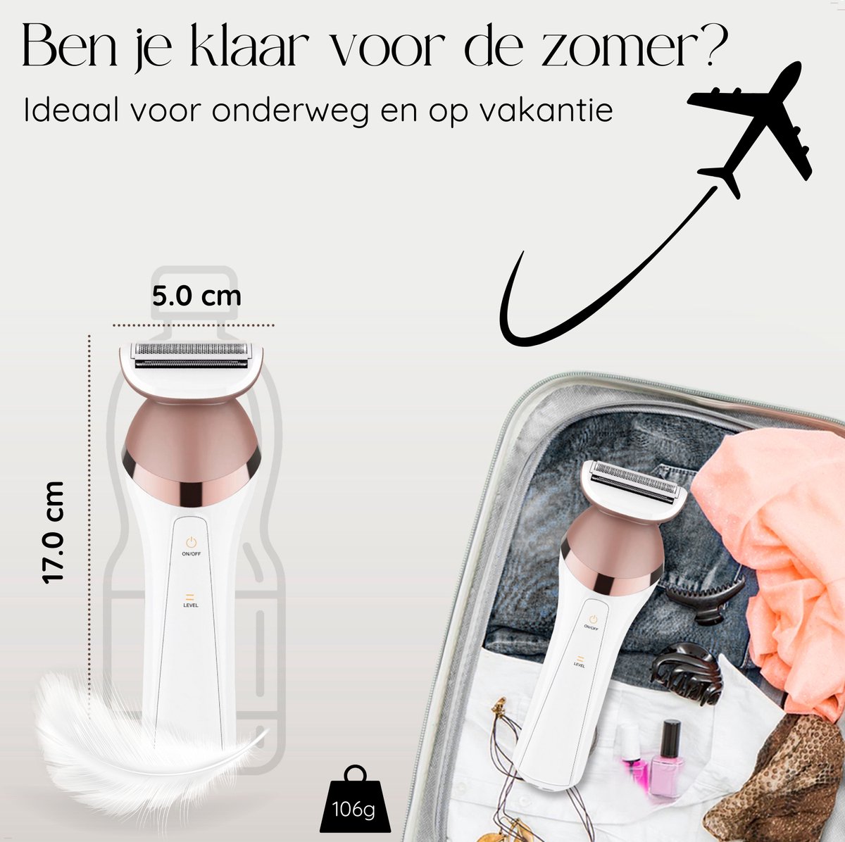 Sansbeauté® 6-in-1 Ladyshave Gezicht - Oksels - Benen - Bikinilijn - Scheerapparaat Vrouw - Epilator - Epileerapparaat Dames - Trimmer Vrouw Intiem - Bikinitrimmer - USB Oplaadbaar thumbnail 3