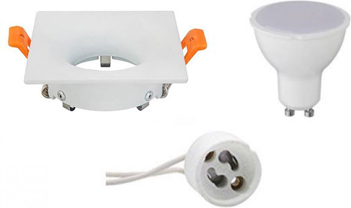 LED Spot Set - GU10 Fitting - Inbouw Vierkant - Mat Wit - 4W - Warm Wit 3000K - 85mm