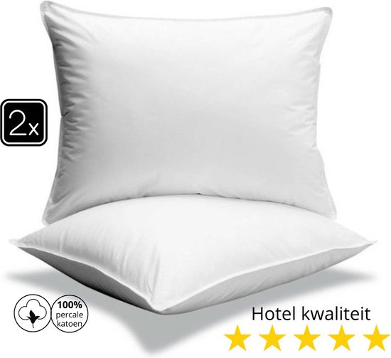 Oreiller textile Dream - Qualité Hotel - Coutil 100% coton Percale - 2 pièces - 60x70cm Confortable et Doux
