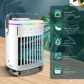 Mobiele airco zonder Slang & Afvoer- 3-in-1 - 4 Snelheden - Mini Ventilateur - Draagbare Aircooler - LED Verlichting- Aircoventilatoren - Voor Slaapkamer & Woonkamer - Wit