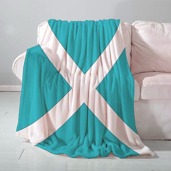 Tiseco - Home Studio - Fleece Deken - Schotse Vlag/Scottish Flag - Heerlijk Zacht - Kleur: Blauw/Wit - Lekker Ruime Maat - Afmeting: 160 x 200 cm