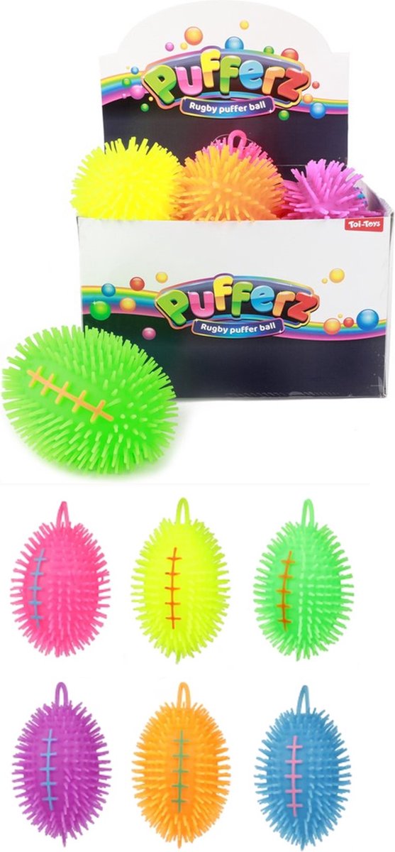Puffer bal rugby 14cm 6 assorti