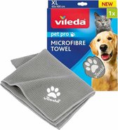 Vileda - Hondenhanddoek - Pet Pro Microvezeldoek, absorberend en sneldrogend, geschikt voor honden en katten, honingraatstructuur, super schoon en voelt zacht aan - Maat XL