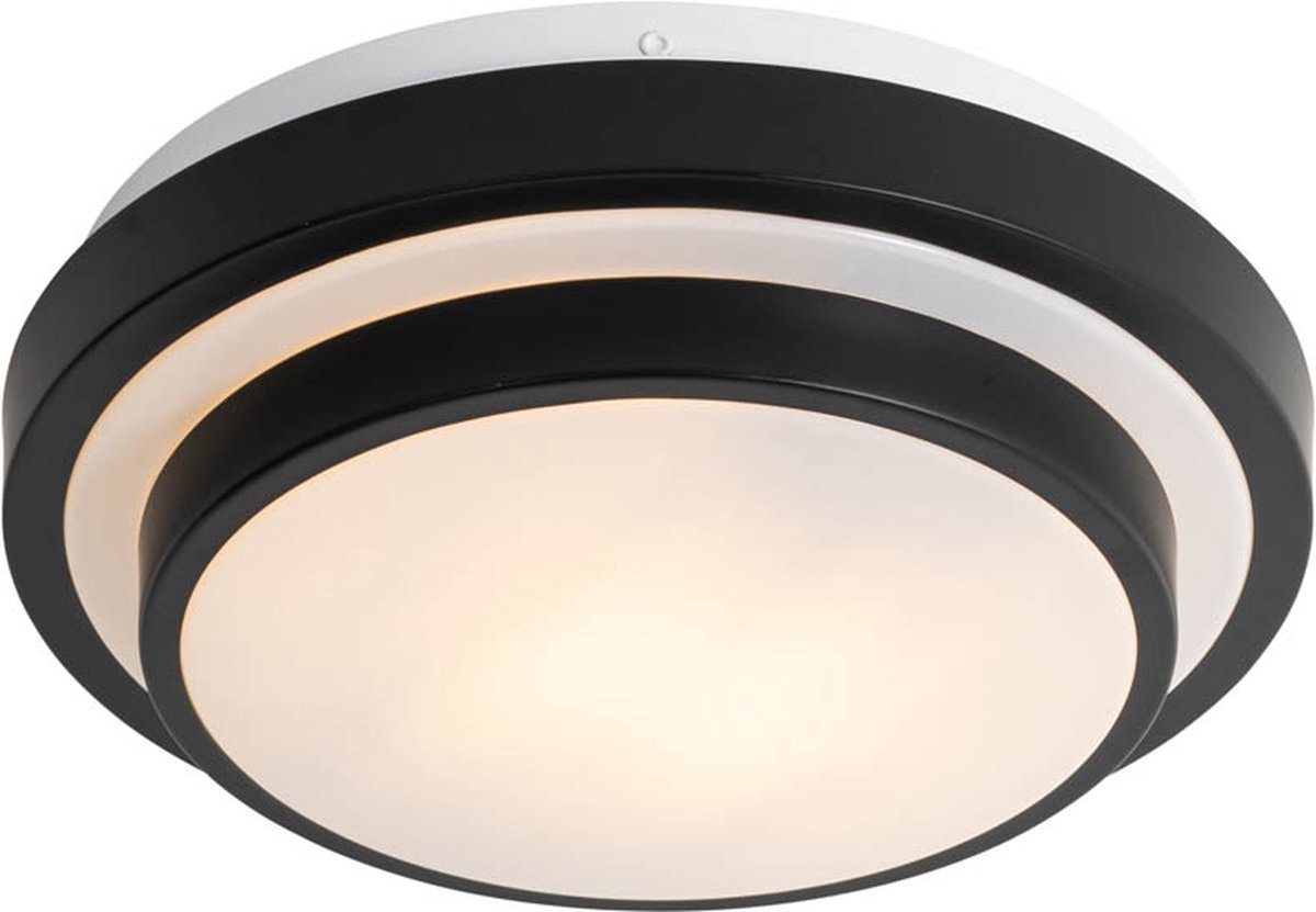 Qazqa Buiten Plafondlamp Zwart Met Wit 25 Cm Ip44 - Walden