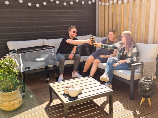 AXI Retro Cooler RVS - Koeler met wielen - 76L inhoud - Koelbox met aftapkraan van Merkloos — afbeelding 4