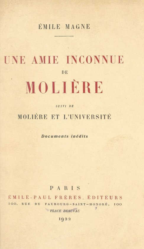 Une amie inconnue de Molière