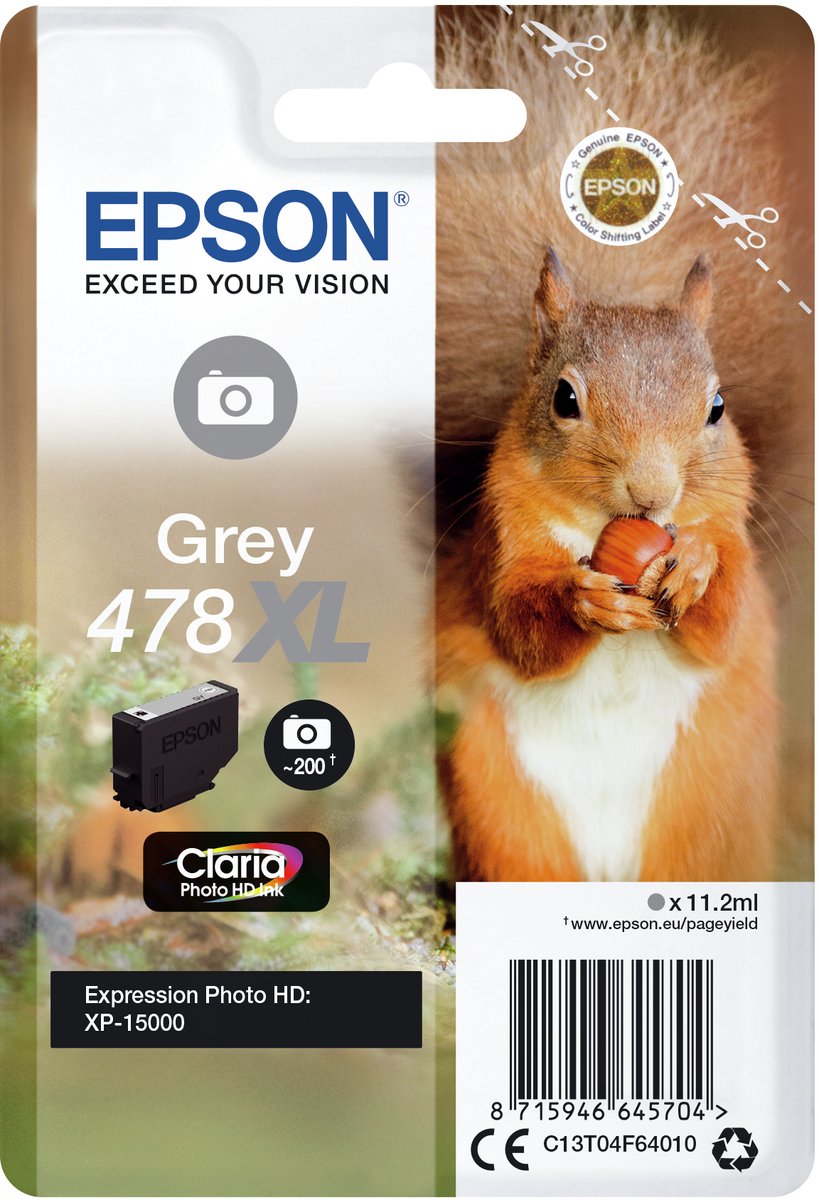 Epson Squirrel Claria Photo HD 478XL grijs enkelverpakking inkt