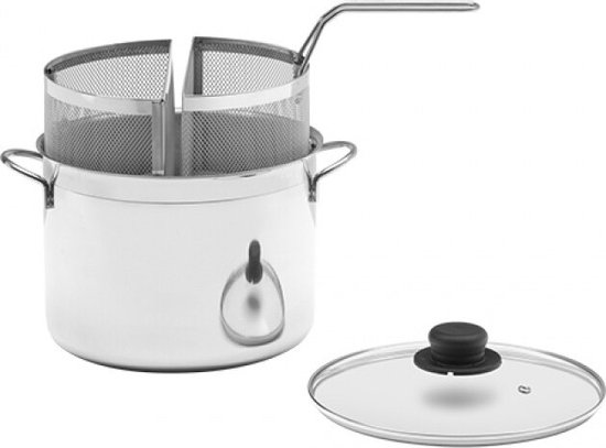 Casserole à Pâtes Inox 8.1 L Avec Tamis - Induction, Couvercle, Faitout Polyvalent