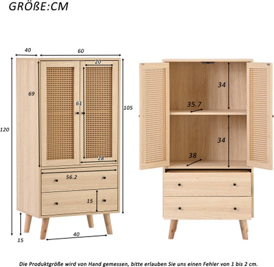 Dressoir Britt - 200 cm - 2-deurs 6-laden Mangohout en Staal