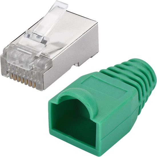 RJ45 Connector Cat5/Cat6 8P8C met Groene Tules - Afgeschermd - 10 stuks