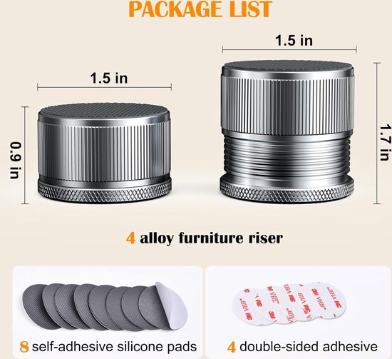 Ezprotekt Bedverhogers, zware meubelverhogers voor bank, tafel, bank, lifthoogte van 1,2 inch, bodemkussen beschermen vloeren, massief staal biedt sterke ondersteuning, set van 4 (wit, bruin Ezprotekt Bedverhogers, zware meubelverhogers voor bank, tafel, bank, lifthoogte van 1,2 inch, bodemkussen beschermen vloeren, massief staal biedt sterke ondersteuning, set van 4 (wit, bruin