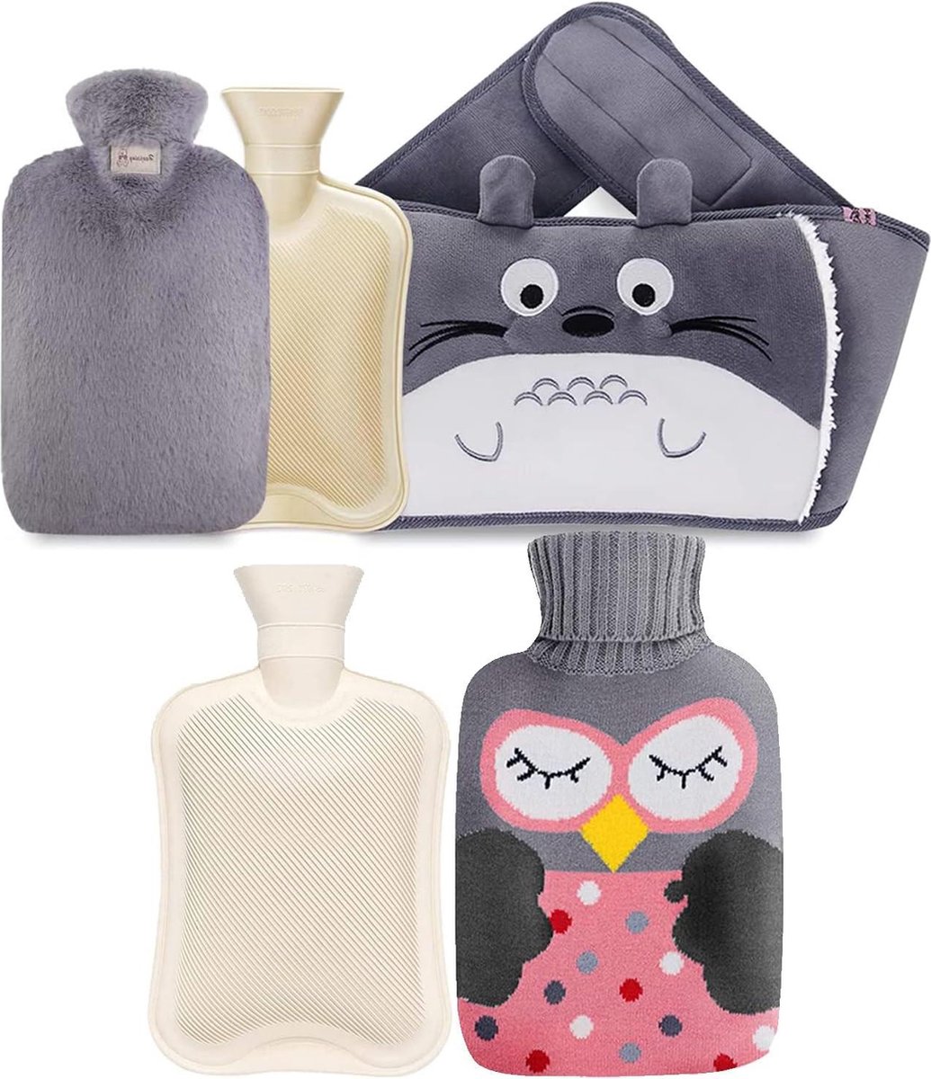 Goedkoopste Warmwaterfles 3-in-1 bedkruik van rubber - warmwaterfles voor warme handen voeten schouders nek taille (5 stuks