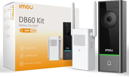 Imou DB60 Kit - 5MP resolutie - Werkt op accu - IP65 weerbestendig - Persoonsdetectie - bewegingssensor automatische detectie - IP65 weerbestendig