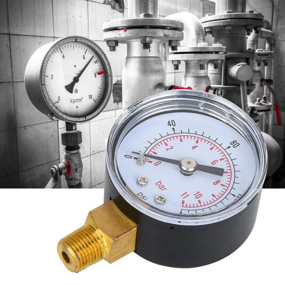 Mechanisches Manometer, 1/8 Zoll BSPT Axialmanometer für Luft, Öl und