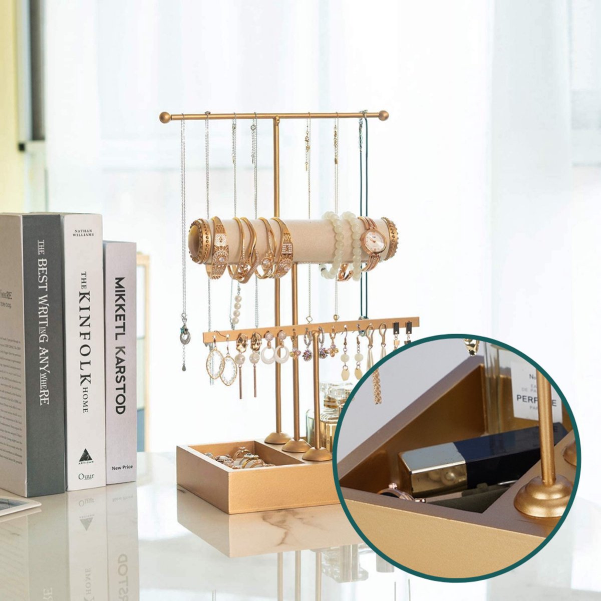 Sieradenstandaard - Juwelenhouder - Sieraden Organizer - Houder voor Horloges/Armbanden/Kettingen - Sieradenrek - Gold van Merkloos / Sans marque — cadeau in Sieraden - foto 5
