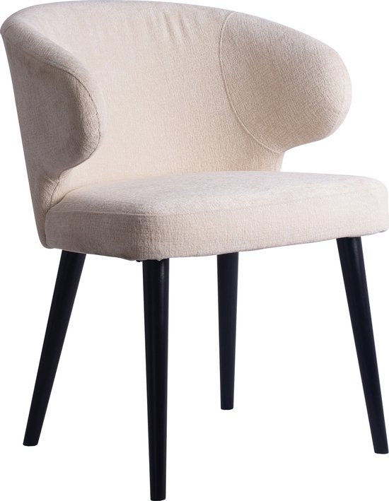 PTMD Fiori White 9852 dining chair black wood legs