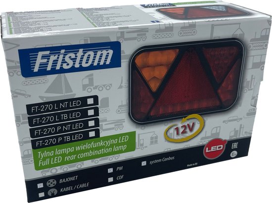 Feu arrière Fristom Led 270 Droit 5 broches Can bus proof