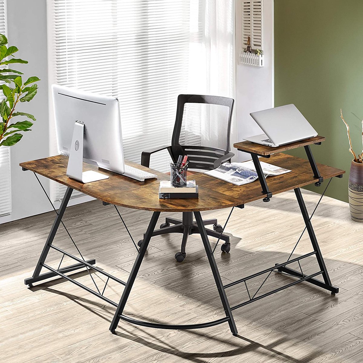 VASAGLE LWD123K01V1 Computerbureau, L-vormig hoekbureau, 130