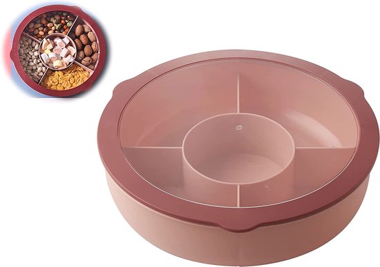 Hayan Candy Box, Snack Bowl with Lid, 28.7 x 8 cm (Crystal Red