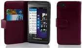 Cadorabo Hoesje geschikt voor Blackberry Z10 in BORDEAUX PAARS - Beschermhoes van getextureerd kunstleder en kaartvakje Book Case Cover Etui